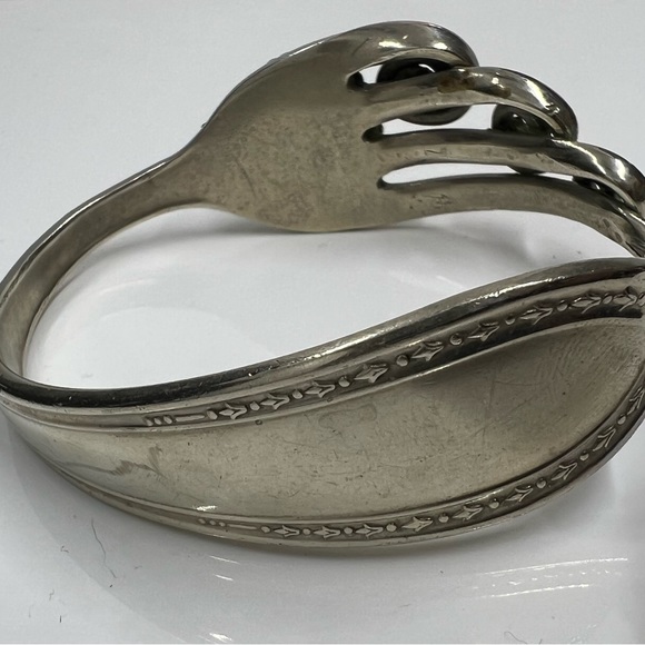 Unique Alpaca Open Bracelet Crafted from Vintage Sheffield Fork (Circa 1950s) - Picture 7 of 12